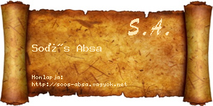 Soós Absa névjegykártya